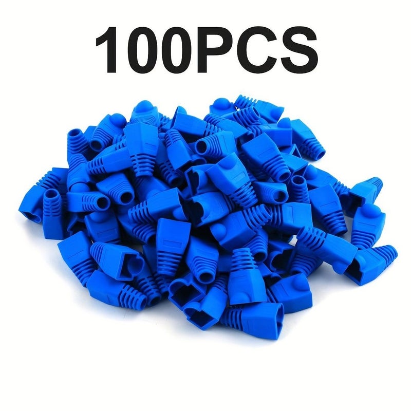 Blue RJ45 Ethernet Cable Connector Protective Sleeves for CAT5 CAT6 CAT7 - Image 1