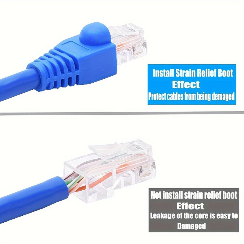 Blue RJ45 Ethernet Cable Connector Protective Sleeves for CAT5 CAT6 CAT7 - Image 5