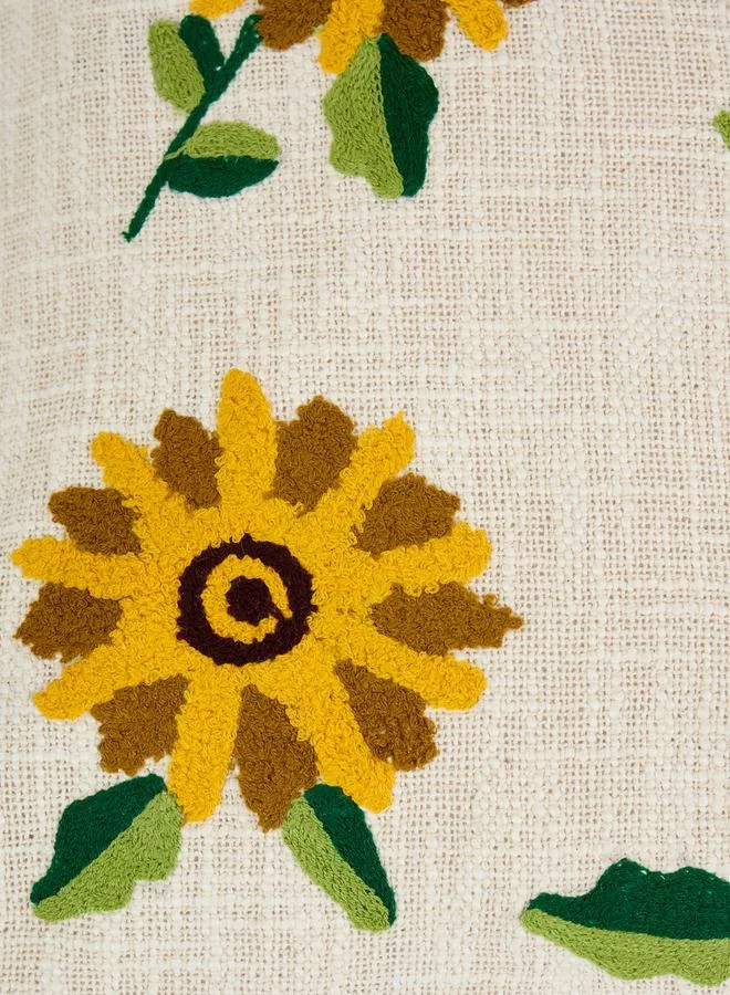 Styli 1-Piece Embroidered Square Cushion Cover 18X18Inches, Cotton