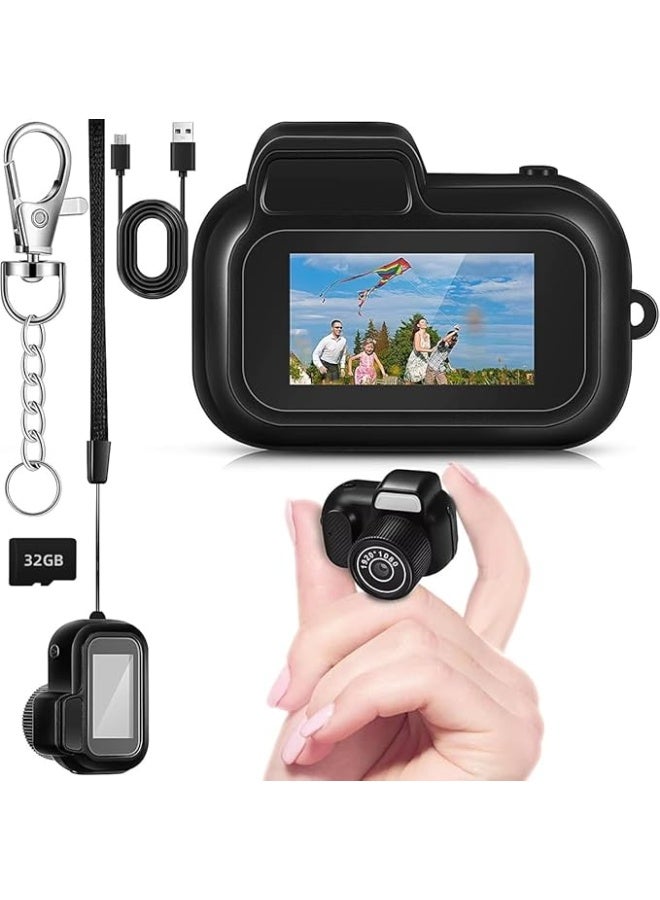 Keychain Camera with 0.96" HD Display Pocket Size Portable Digital Camera with 32GB Card 2MP 1080P Small Video Recorder Long Battery for Travel Party Fun Vlog Gift Recording Vlogging - Image 1
