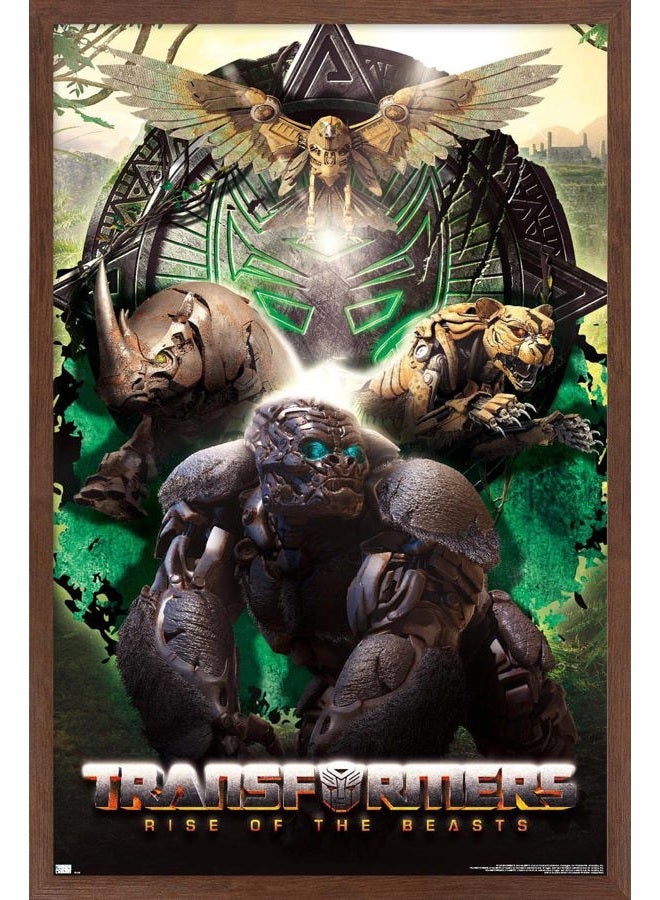 Trends International Hasbro Transformers: Rise of the Beasts - Maximals Wall Poster, 34L" x 22.4W", Mahogany Framed Version - Image 1