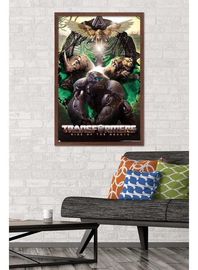 Trends International Hasbro Transformers: Rise of the Beasts - Maximals Wall Poster, 34L" x 22.4W", Mahogany Framed Version - Image 2