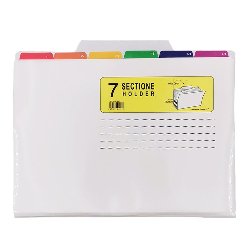 1pc Plastic File Folder Paper Classification Folder Waterproof Document Organizer Filing Products Report Folder Organizer (7 Section Holder Style) - Image 1
