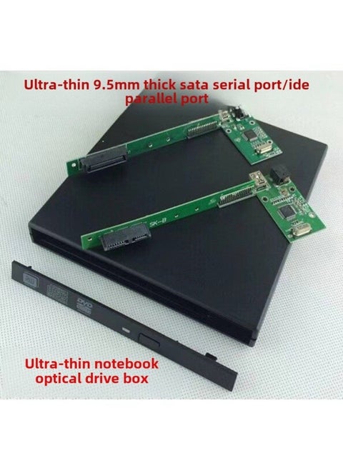 Direct USB2.0 External Computer Universal IDE/SATA Interface 9.5MM Mobile Optical Drive Box Kit-Color:Black