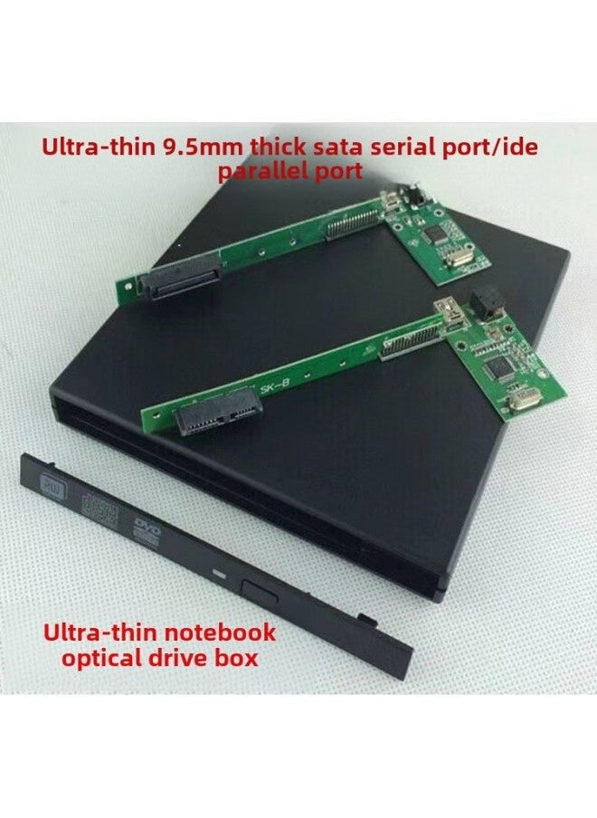 Generic Direct USB2.0 External Computer Universal IDE/SATA Interface 9.5MM Mobile Optical Drive Box Kit-Color:Black  - Image 1