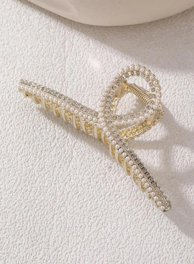 Take Two Take Two Faux Pearl Rhinestone Embellished Claw Clip