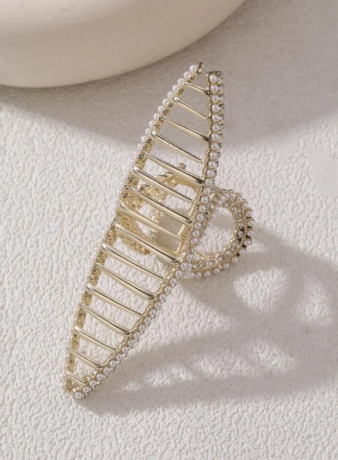 Take Two Take Two Faux Pearl Rhinestone Embellished Claw Clip