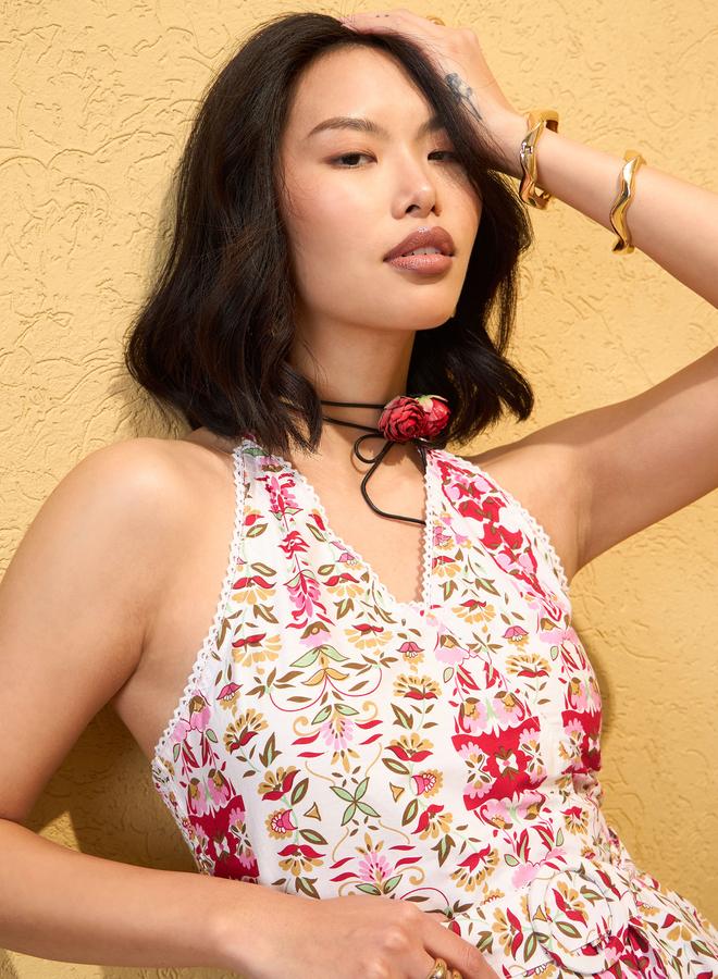 ساسافراس فستان قصير بياقة هولتر - Image 4