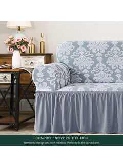 EVORY HOME Sofa Cover Jacquard 4-Pieces Set of 7-Seater (3+2+1+1) Super Stretchable Anti-Wrinkle Slip Resistant Furniture Protector  - Image 4