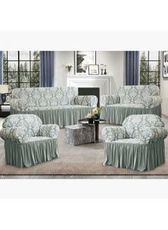EVORY HOME Sofa Cover Jacquard 4-Pieces Set of 7-Seater (3+2+1+1) Super Stretchable Anti-Wrinkle Slip Resistant Furniture Protector  - Image 1