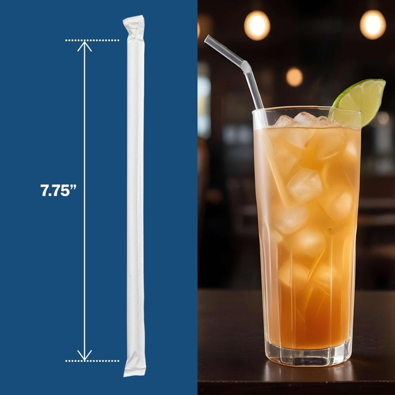 TenderGentle Clear Plastic Straws  Disposable - 400 Bendy Drinking Straws - 7.75"" And Individually Wrapped - For Smoothies  Coffee  Alcohol  Juice  And More - Image 2
