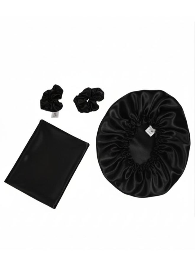 Life Style set of 4 original silk haircare 1 Satin bonnet set +2 hair tie +1 satin pillowcase - Image 1