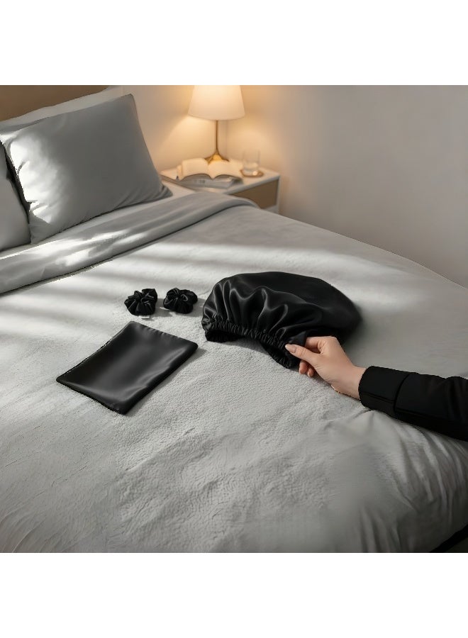 Life Style set of 4 original silk haircare 1 Satin bonnet set +2 hair tie +1 satin pillowcase - Image 2