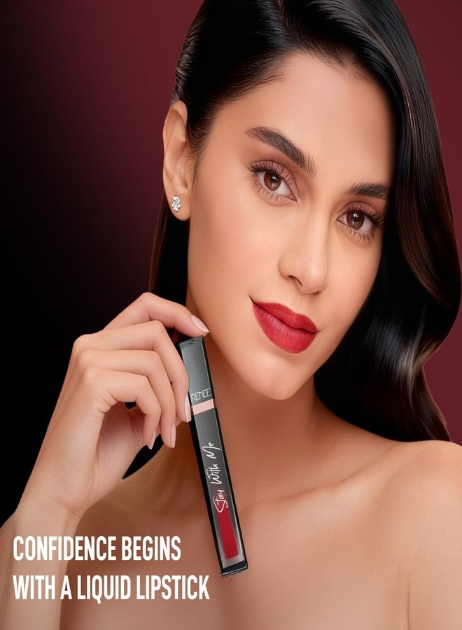 RENEE Stay With Me Matte Transferproof Liquid Lipstick- Play of Clay | Waterproof & Smudge-proof | Bold Pigment, Lightweight & Long-lasting | With Hyaluronic Acid & Vitamin E | 6 ml - Image 2