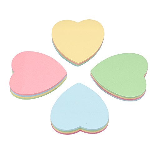 GTHER 4PCS Heart Shaped Sticky Notes, Colored Sticky Notes Pink Red Blue Cute Fun Love Self-Adhesive Note for Kids School Classroom Office College (Heart) - Image 2