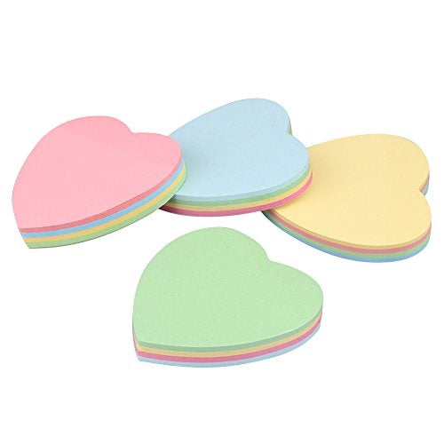 GTHER 4PCS Heart Shaped Sticky Notes, Colored Sticky Notes Pink Red Blue Cute Fun Love Self-Adhesive Note for Kids School Classroom Office College (Heart) - Image 3