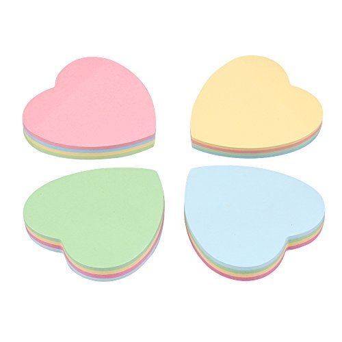 GTHER 4PCS Heart Shaped Sticky Notes, Colored Sticky Notes Pink Red Blue Cute Fun Love Self-Adhesive Note for Kids School Classroom Office College (Heart) - Image 4