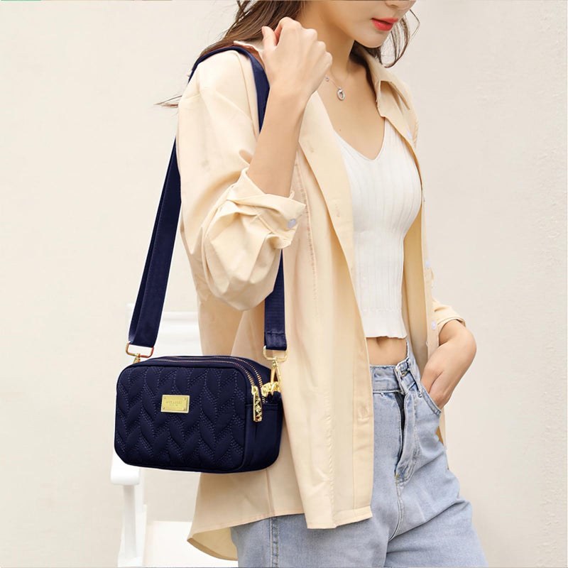 WITERY Small Crossboby Purse for Women - Waterproof Nylon Crossbody Phone Bag Shoulder Bag with Adjustable Strap, Lightweight Ladies Quilted Multi-Pocket Small Purses Travel Handbags - Image 3