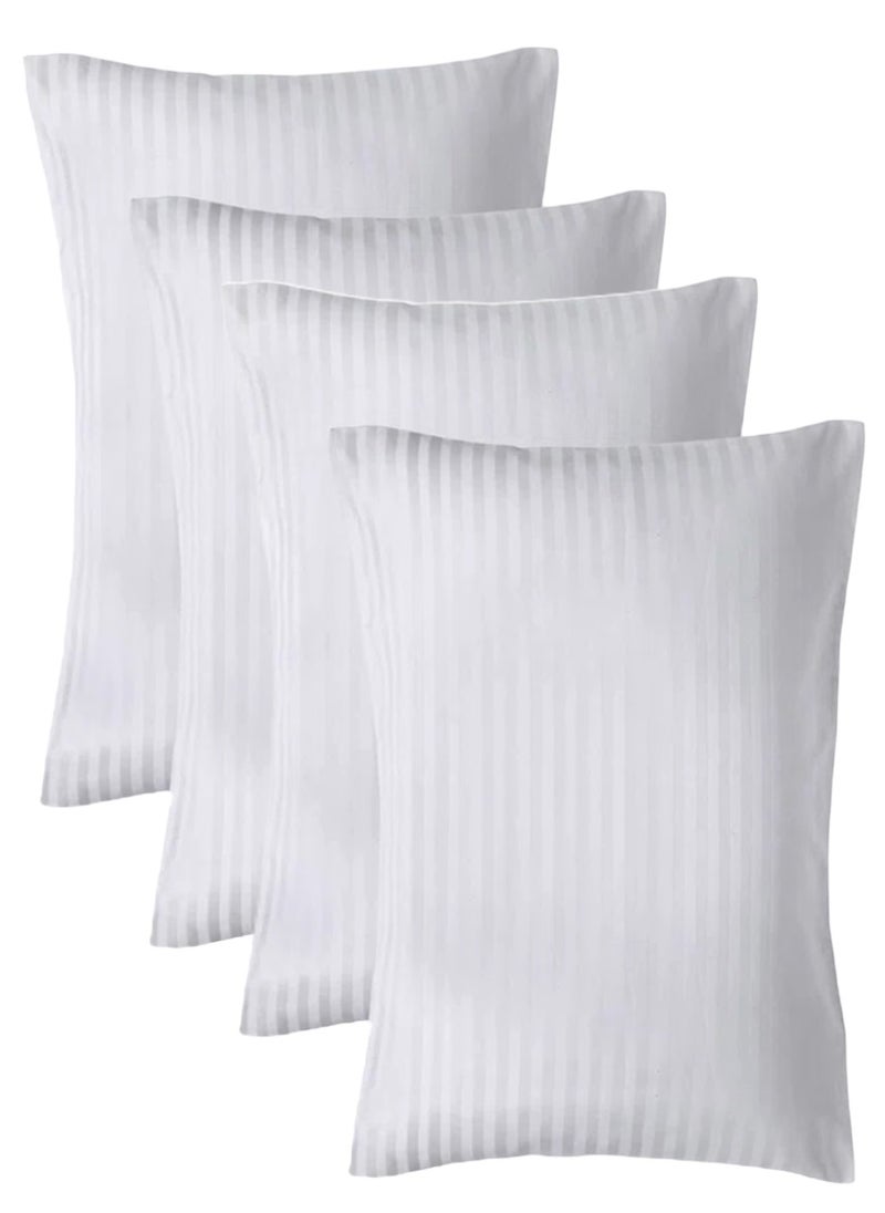 Blueberry 4 Pack Cotton Bed Pillow White- Stripe 50x70cm Made in Uae - Image 1