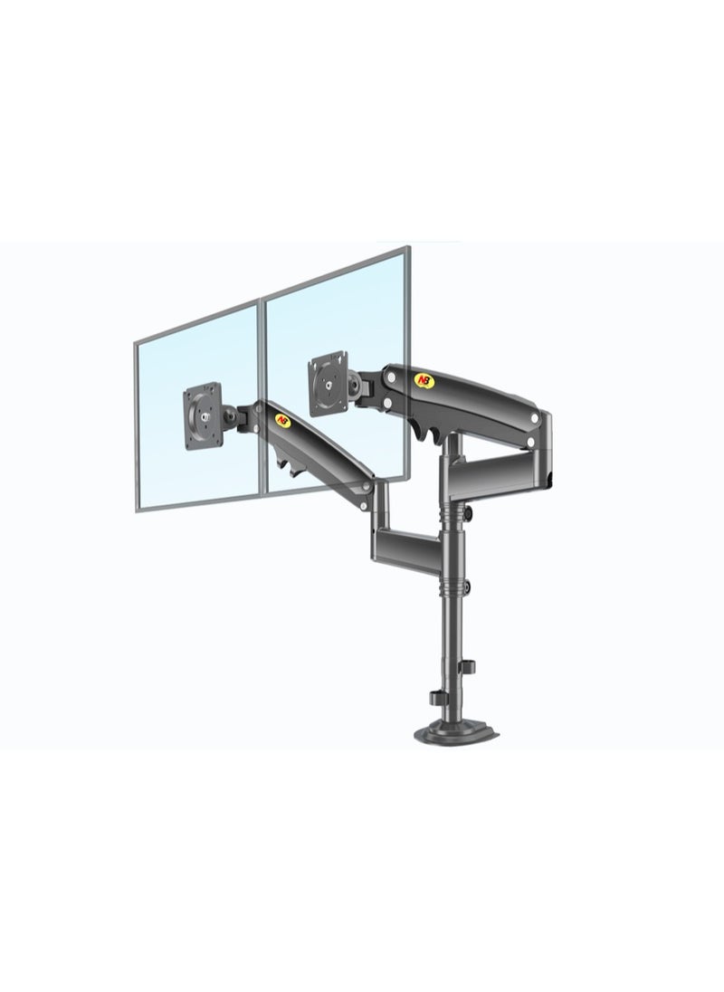NB NORTH BAYOU - Dual Monitor Arm Dual Monitor Stand for Two 17" to 27" Screens with Load Capacity 4.4~19.8lbs for Each Monitor, VESA 75x75 & 100x100, Full Motion Dual Monitor Desk Mount, Black | H180 - Image 1
