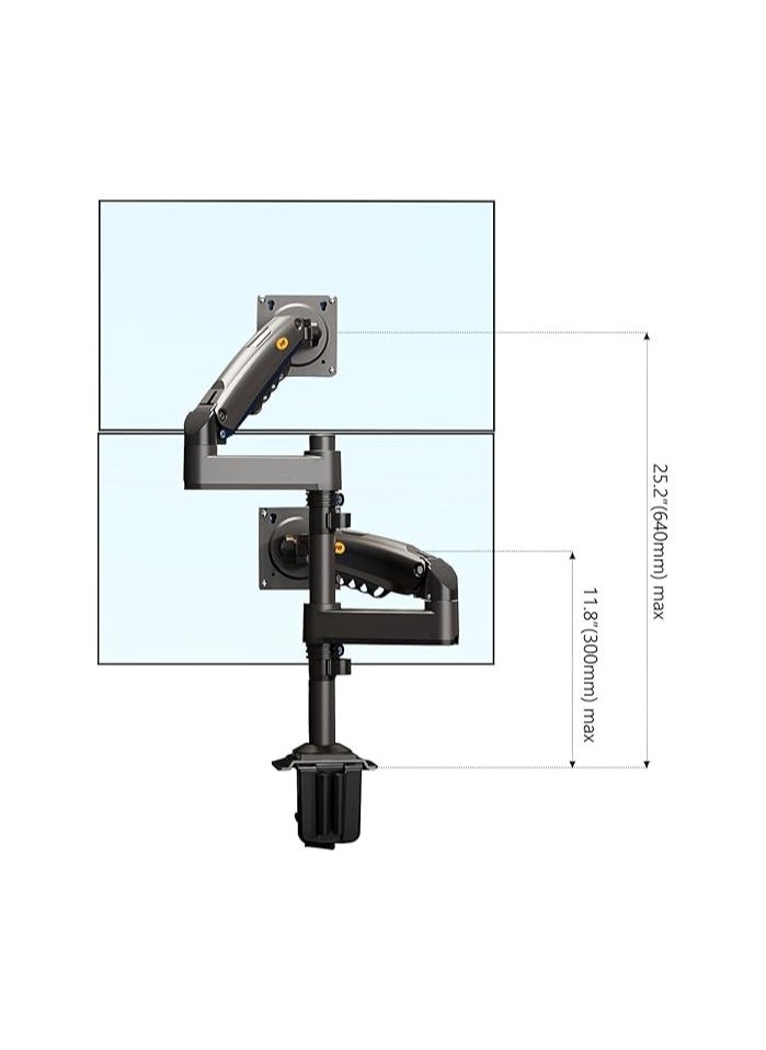 NB NORTH BAYOU - Dual Monitor Arm Dual Monitor Stand for Two 17" to 27" Screens with Load Capacity 4.4~19.8lbs for Each Monitor, VESA 75x75 & 100x100, Full Motion Dual Monitor Desk Mount, Black | H180 - Image 1