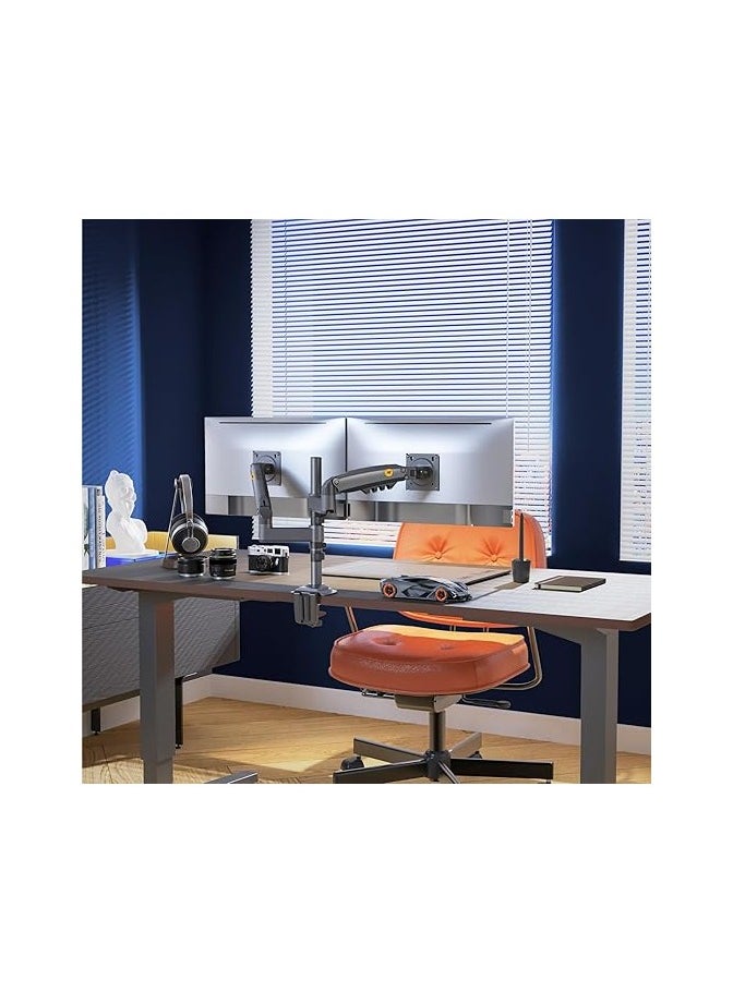 NB NORTH BAYOU - Dual Monitor Arm Dual Monitor Stand for Two 17" to 27" Screens with Load Capacity 4.4~19.8lbs for Each Monitor, VESA 75x75 & 100x100, Full Motion Dual Monitor Desk Mount, Black | H180 - Image 1