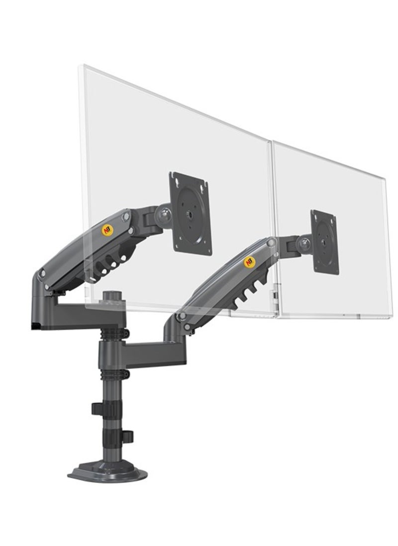 NB NORTH BAYOU - Dual Monitor Arm Dual Monitor Stand for Two 17" to 27" Screens with Load Capacity 4.4~19.8lbs for Each Monitor, VESA 75x75 & 100x100, Full Motion Dual Monitor Desk Mount, Black | H180 - Image 1
