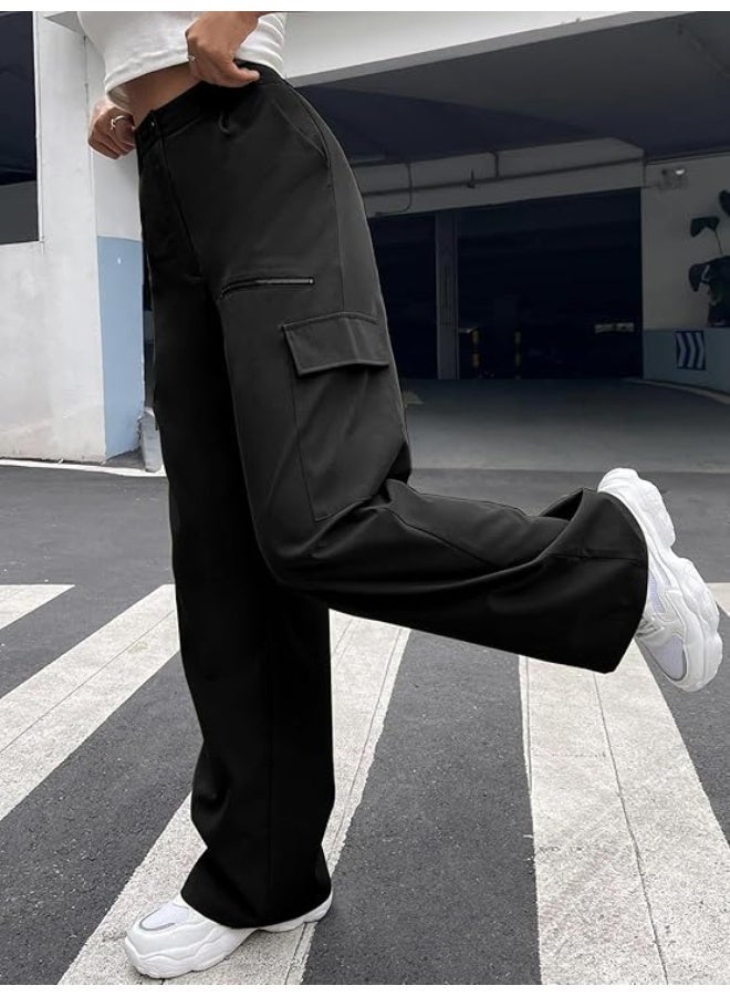 GRECIILOOKS Cargo Pants For Woman | Trousers For Womans |High Waist Trouser for Women – Flared Parachute Pants with Side Pockets |Womens Cargo Pant | Elegant for College & Events (pack of 2) - Image 3