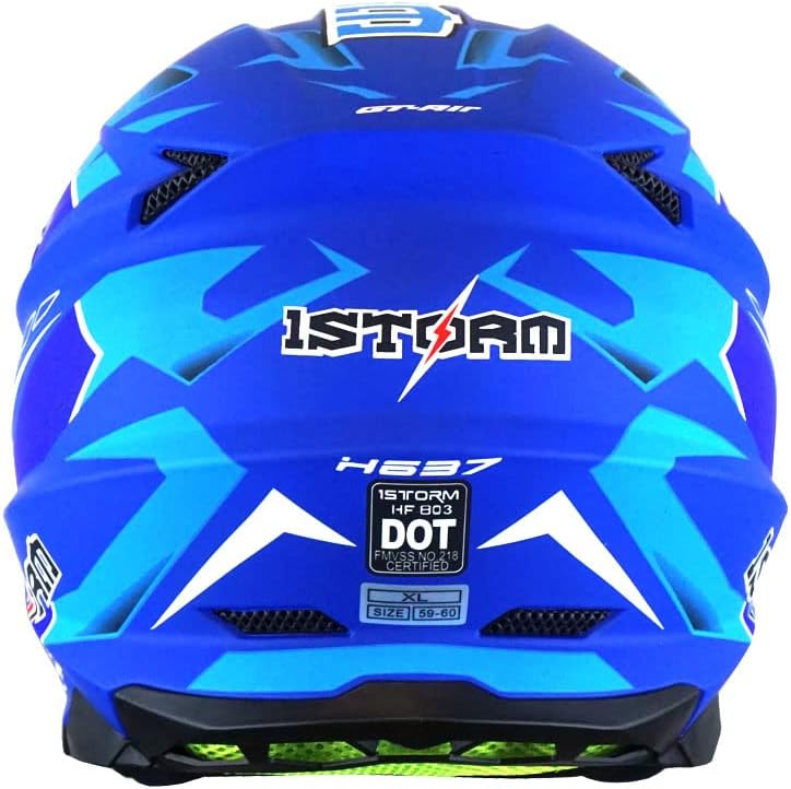 1Storm Motocross Adult Helmet - Storm Blue, HF803 - Image 5