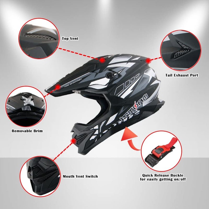 1Storm Motocross Adult Helmet - Storm Blue, HF803 - Image 3