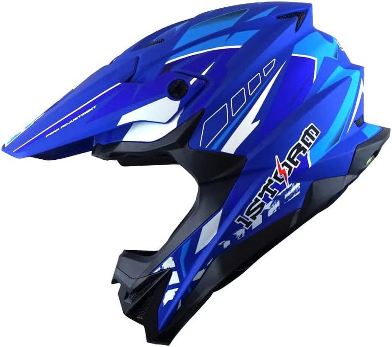 1Storm Motocross Adult Helmet - Storm Blue, HF803 - Image 1