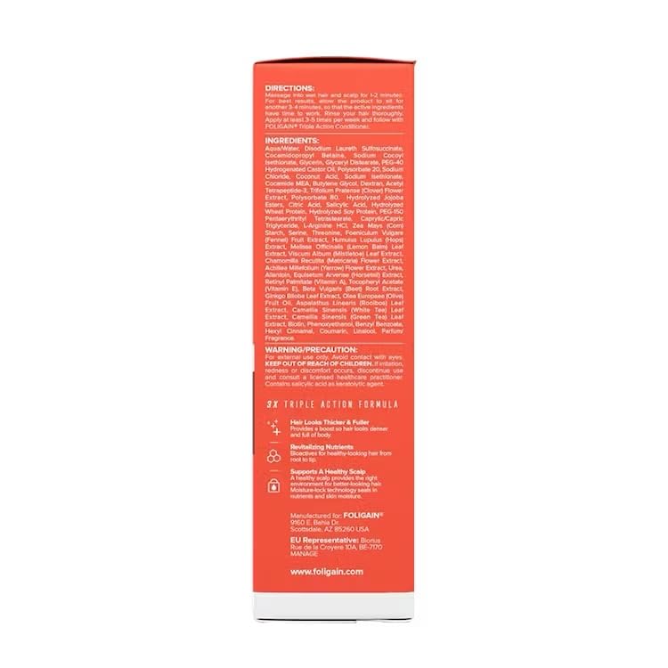 Foligain Triple Action Shampoo For Thinning Hair, Menâ€™s Volumizing Shampoo, with 2% Trioxidil 8 Fl. Oz. - Image 2