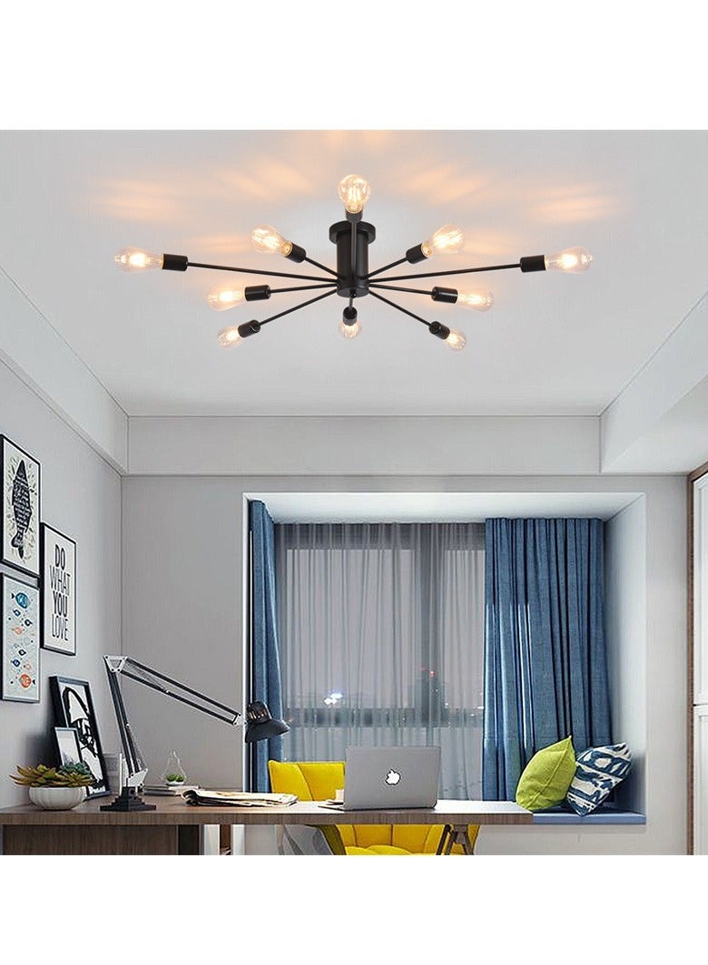 جيادي ثريا حديدية حديثة إسكندنافية ذات 10 رؤوس ، مصباح سقف بشخصية إبداعية لغرفة المعيشة وغرفة الطعام وغرفة النوم - Image 5