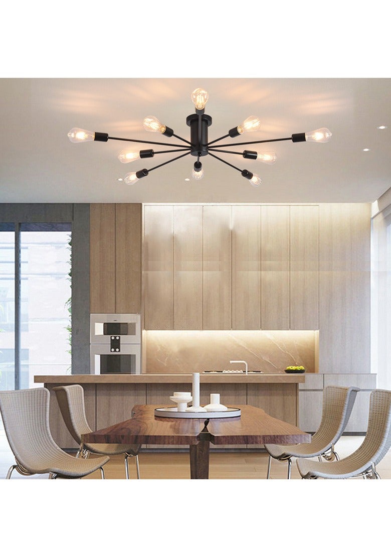 جيادي ثريا حديدية حديثة إسكندنافية ذات 10 رؤوس ، مصباح سقف بشخصية إبداعية لغرفة المعيشة وغرفة الطعام وغرفة النوم - Image 4