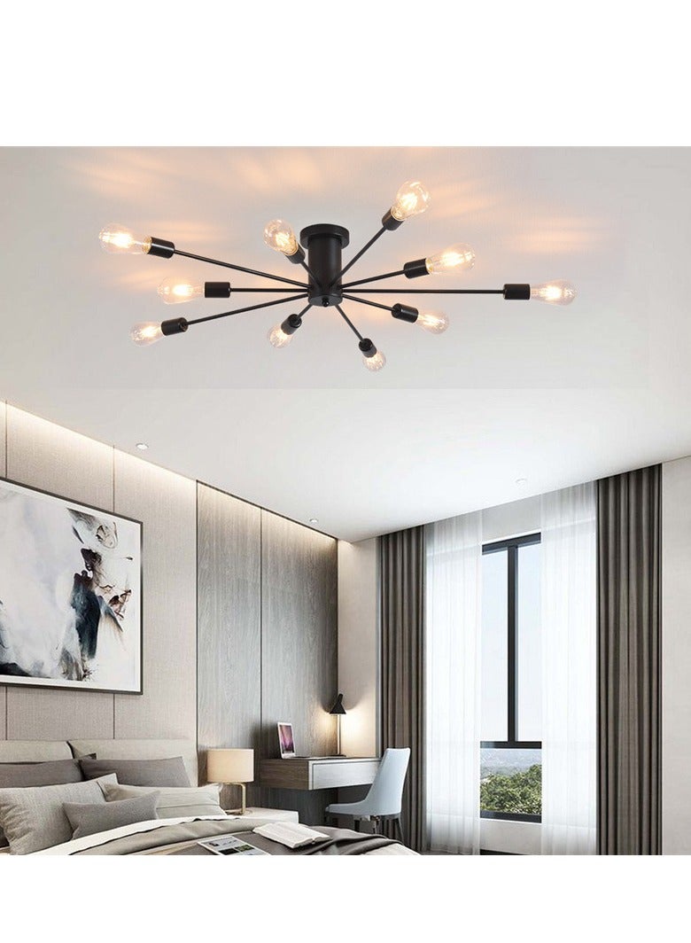 جيادي ثريا حديدية حديثة إسكندنافية ذات 10 رؤوس ، مصباح سقف بشخصية إبداعية لغرفة المعيشة وغرفة الطعام وغرفة النوم - Image 3