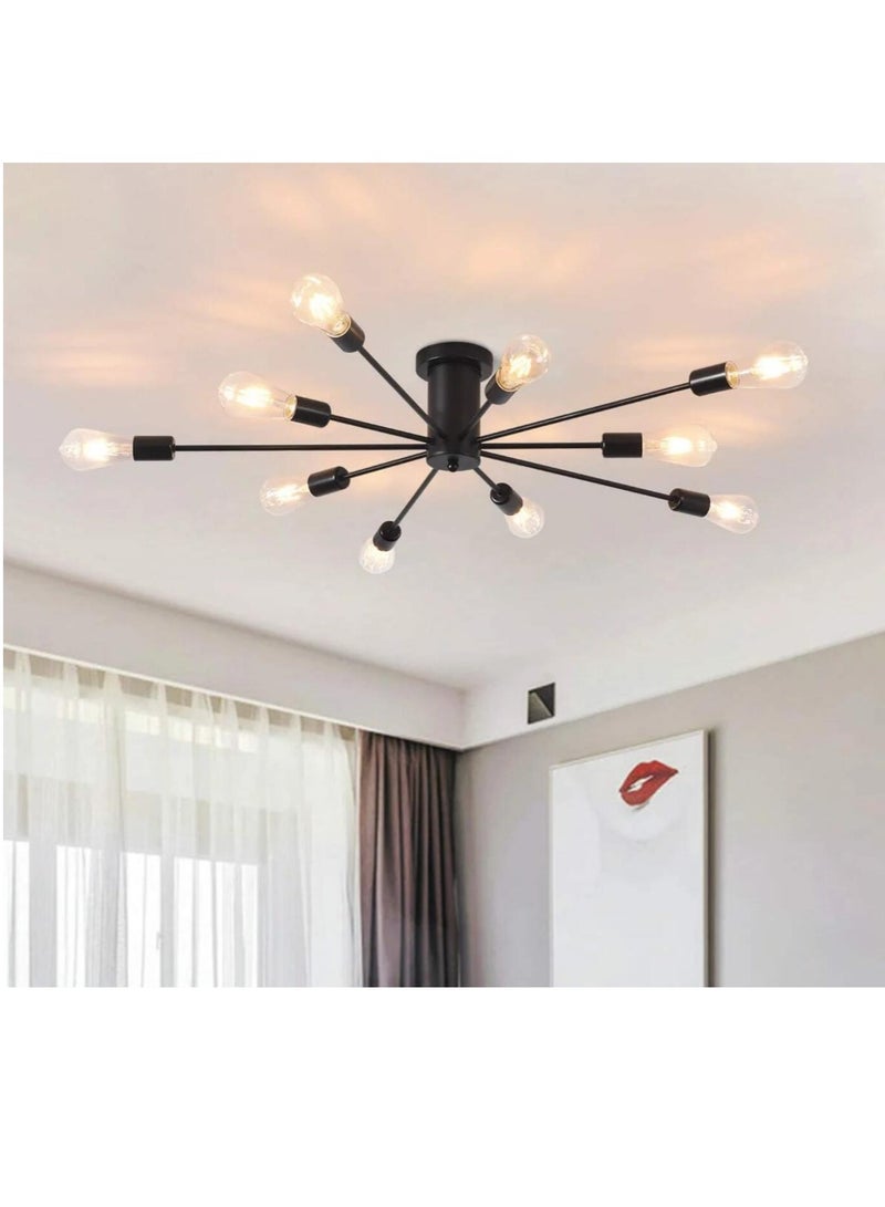 جيادي ثريا حديدية حديثة إسكندنافية ذات 10 رؤوس ، مصباح سقف بشخصية إبداعية لغرفة المعيشة وغرفة الطعام وغرفة النوم - Image 1