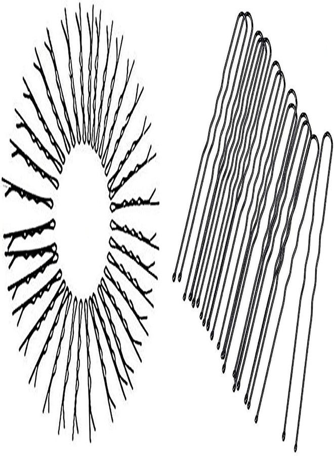 HRBS Combo of U Shape Juda Pins and Wavy Bobby Pins, Metal, 5.5 cm Long, 45 pcs U pins and 45 pcs Bobby Pins - Image 1