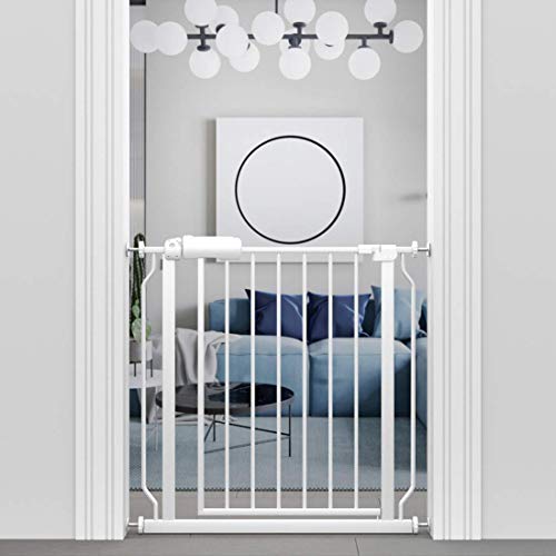 ALLAIBB ALLAIBB Extra Wide Pressure Mounted Baby Gate Walk Through Child Kids Safety Toddler Tension White Long Large Pet Dog Gates with Extension for doorways Kitchen 291333867486cm 