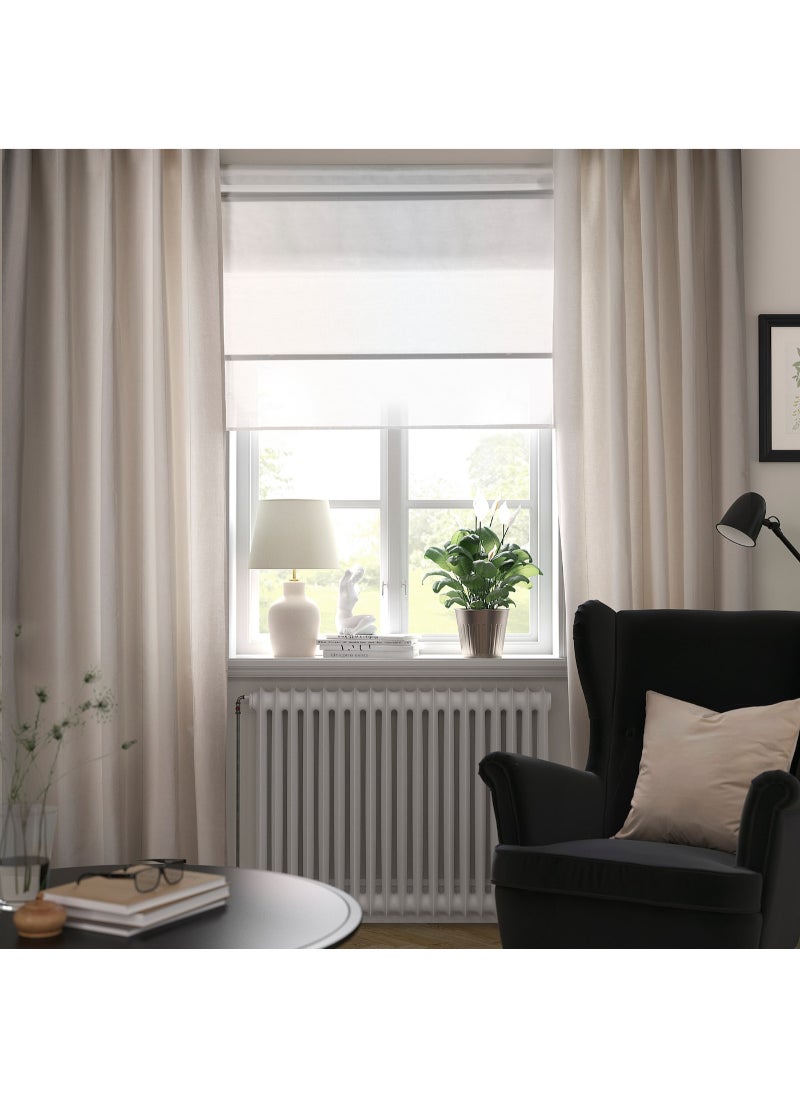 Lendan - Curtains with tie-backs, 1 pair, 140x300 cm Green White/Black - Image 1