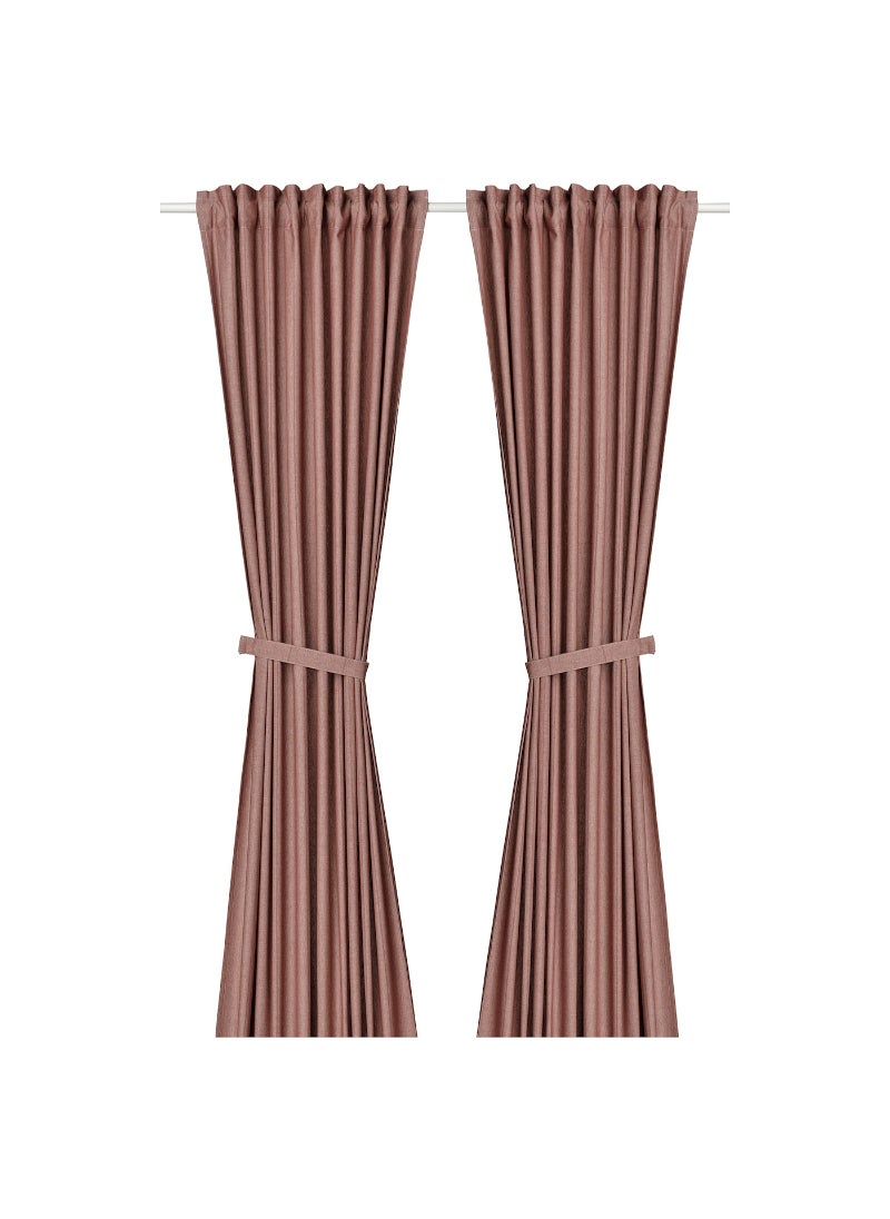 Lendan - Curtains with tie-backs, 1 pair, 140x300 cm Green White/Black - Image 1