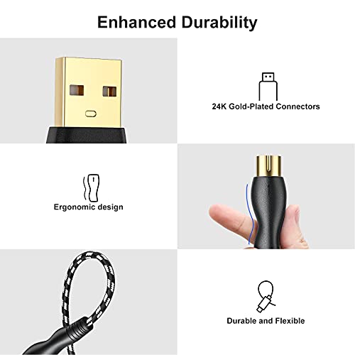 NUOSIYA USB to MIDI Cable 6.5Ft, MIDI Interface Adapter,MIDI to USB Cable Converter ​for Music Keyboard Piano to PC Mac Laptop Windows Android - Image 5