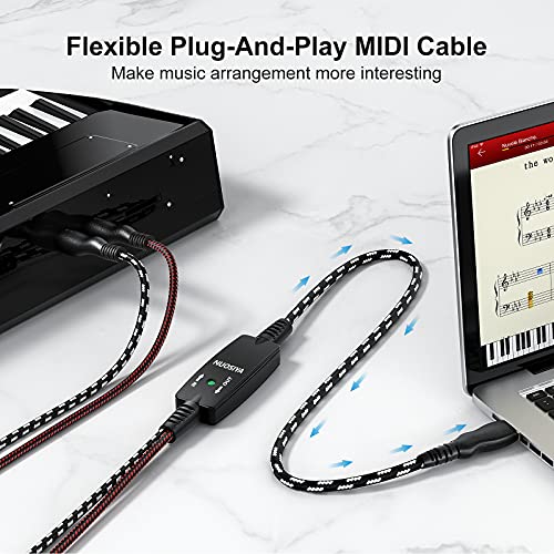 NUOSIYA USB to MIDI Cable 6.5Ft, MIDI Interface Adapter,MIDI to USB Cable Converter ​for Music Keyboard Piano to PC Mac Laptop Windows Android - Image 3