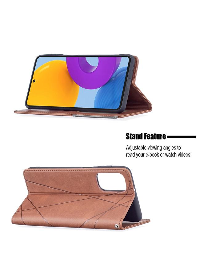 اس-توب جراب لهاتف Samsung Galaxy M52 5G، جراب جلدي أفقي مغناطيسي غير مرئي مع حامل وفتحات للبطاقات وإطار للصور - Image 4