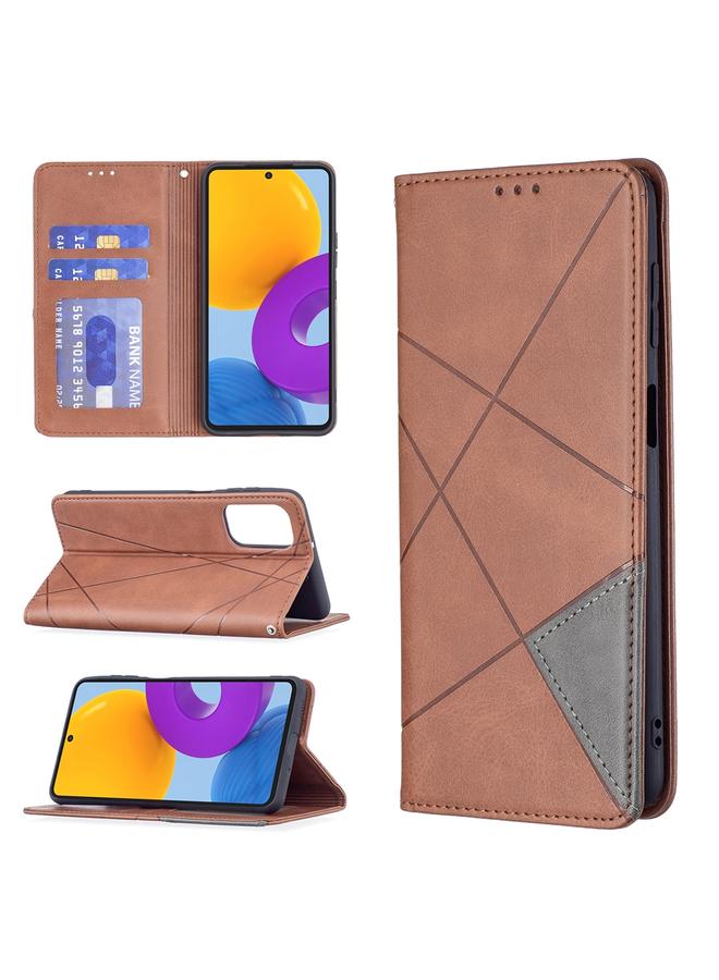 اس-توب جراب لهاتف Samsung Galaxy M52 5G، جراب جلدي أفقي مغناطيسي غير مرئي مع حامل وفتحات للبطاقات وإطار للصور - Image 1
