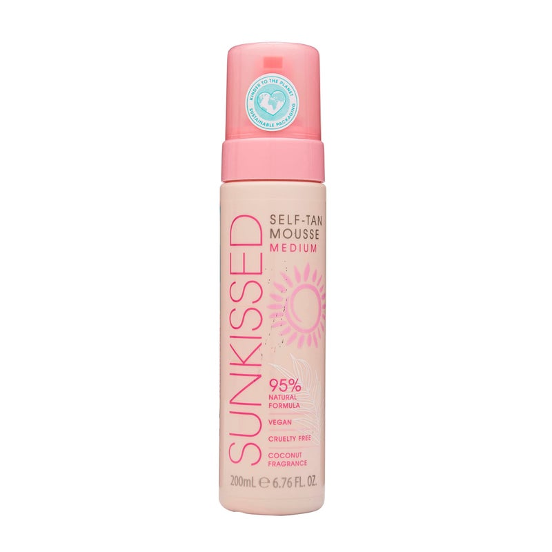 Sunkissed Self Tan Mousse Medium 200ml 95 Percent Natural - Image 1