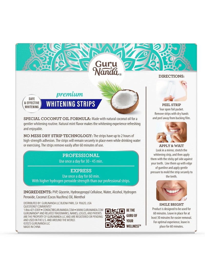 GuruNanda Whitening Strips with Natural Coconut Oil for Sensitive Teeth - 14 Strips - Image 2