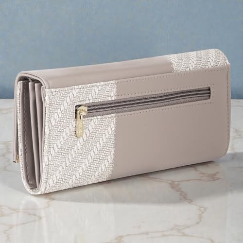 DOSYSO Wallet for Women Girls Stylish Latest Floral Faux Leather with Phone Space Coin Compartment Mobile Storage 4 Card Slots Holder Cash Zip Pockets Hand Clutch for Daily Use Ladies Long Purse (Grey) - Image 4