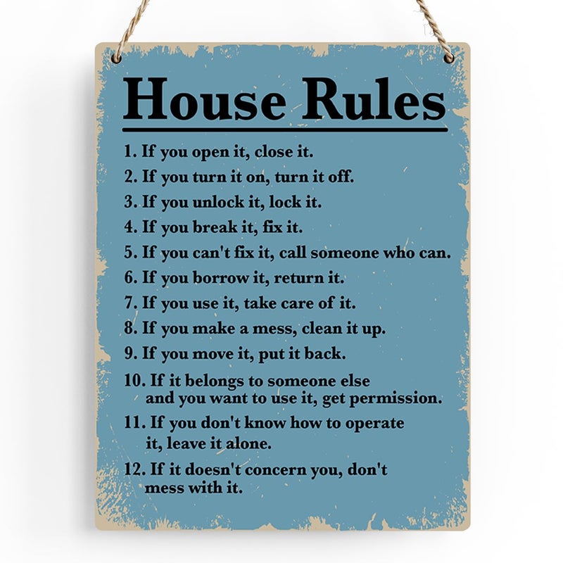 BELLOWDEER قواعد البيت تسجيل قواعد المنزل الخشبية معلقة معلقة غرفة المعيشة غرفة المنزل ديكور جدار الفن الملهمة الأسرة اقتباس علامات العائلة علامات العائلة شعار علامة الأسرة علامات 8 × 10 بوصات - Image 1