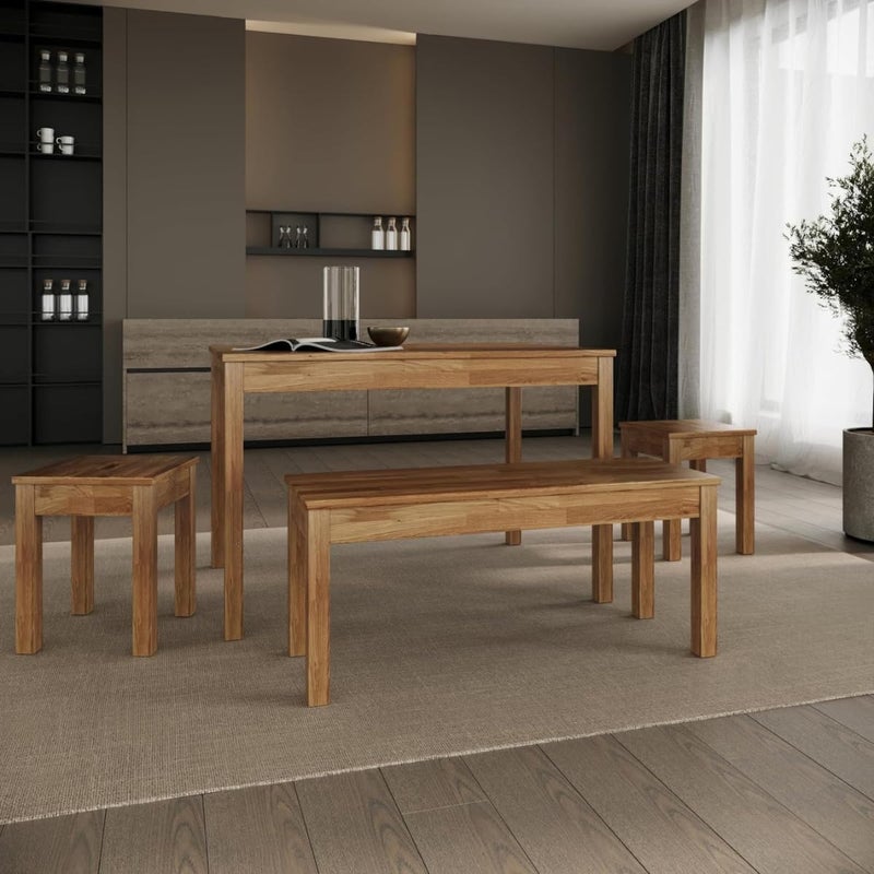 Carpentray carpentray Store 100cm Long Solid Sheesham Wood Dining Bench for Living Room Living Room Bench for Study Home Furniture Light Brown  - Image 2
