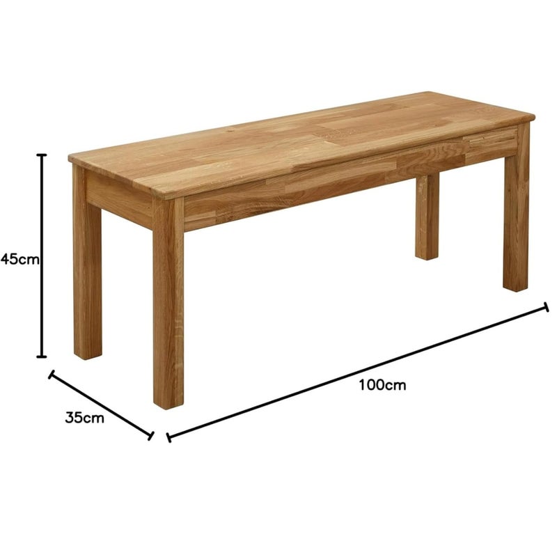 Carpentray carpentray Store 100cm Long Solid Sheesham Wood Dining Bench for Living Room Living Room Bench for Study Home Furniture Light Brown  - Image 3